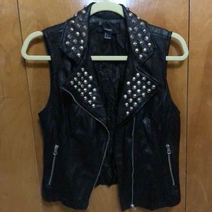 Forever 21 Faux Leather Studded Vest Size S